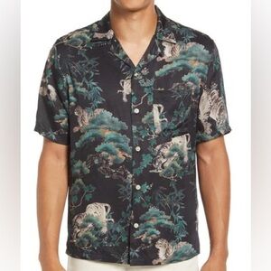 Allsaints Men's thicket Black Patterned button down Shirt